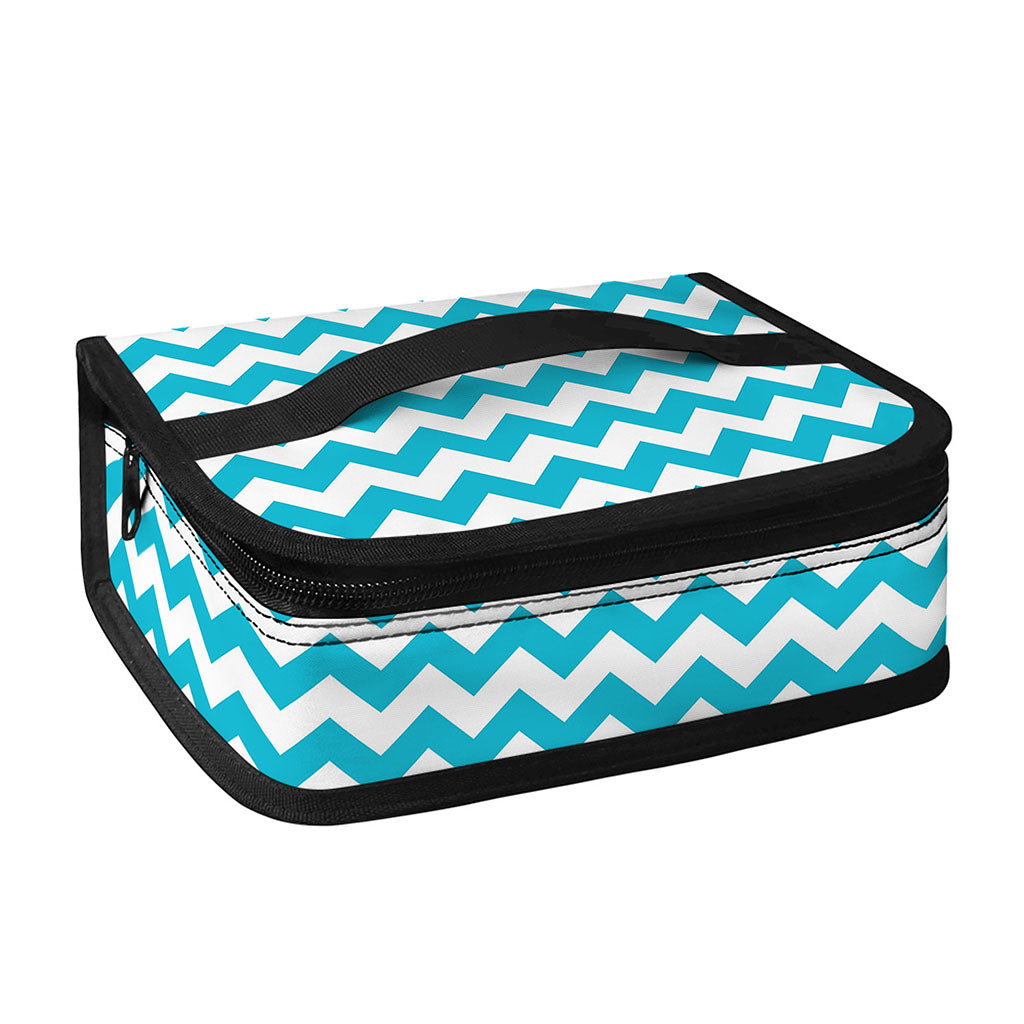 Blue And White Chevron Pattern Print Small Lunch Bag