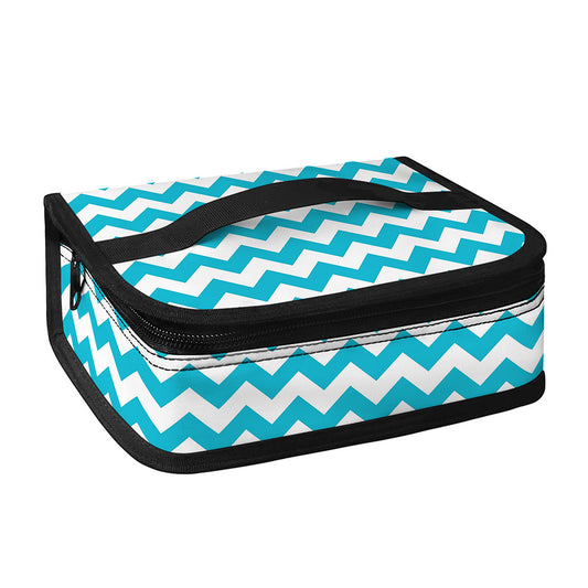 Blue And White Chevron Pattern Print Small Lunch Bag