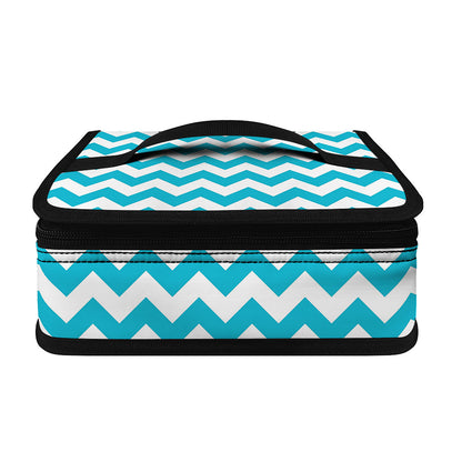Blue And White Chevron Pattern Print Small Lunch Bag