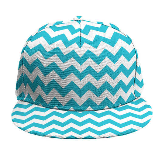 Blue And White Chevron Pattern Print Snapback Cap