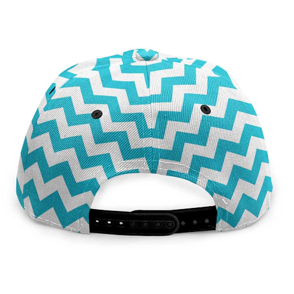 Blue And White Chevron Pattern Print Snapback Cap