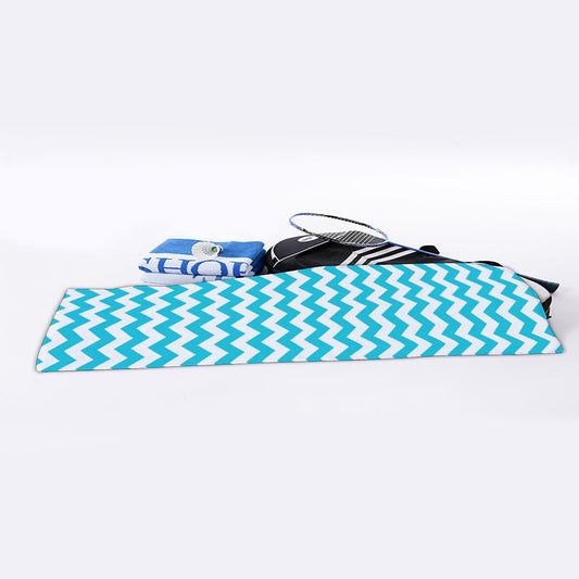 Blue And White Chevron Pattern Print Sports Towel