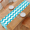 Blue And White Chevron Pattern Print Table Runner