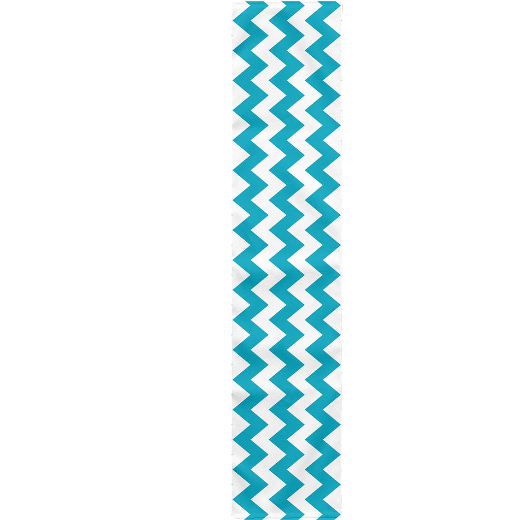 Blue And White Chevron Pattern Print Table Runner