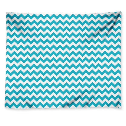 Blue And White Chevron Pattern Print Tapestry