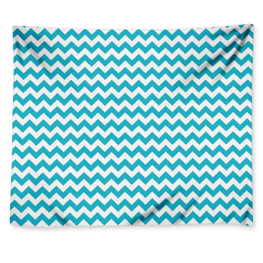 Blue And White Chevron Pattern Print Tapestry