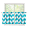 Blue And White Chevron Pattern Print Tier Curtains