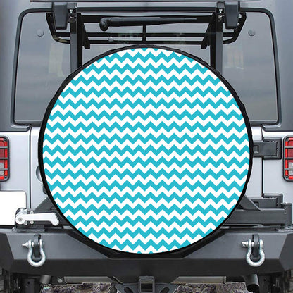 Blue And White Chevron Pattern Print Tire Cover