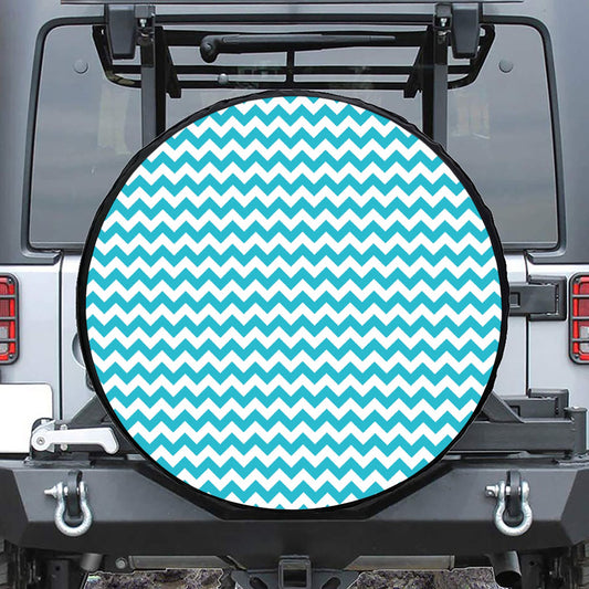 Blue And White Chevron Pattern Print Tire Cover