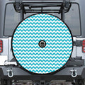 Blue And White Chevron Pattern Print Tire Cover With Camera Hole