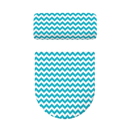 Blue And White Chevron Pattern Print Toilet Lid And Tank Cover Set