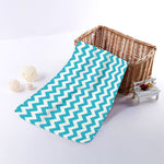 Blue And White Chevron Pattern Print Towel