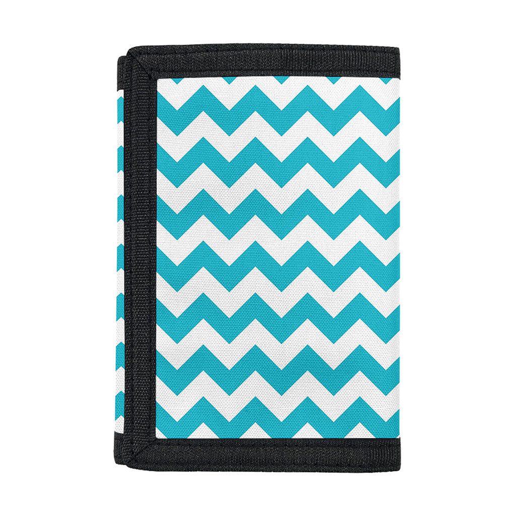 Blue And White Chevron Pattern Print Trifold Wallet
