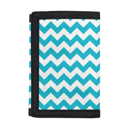 Blue And White Chevron Pattern Print Trifold Wallet
