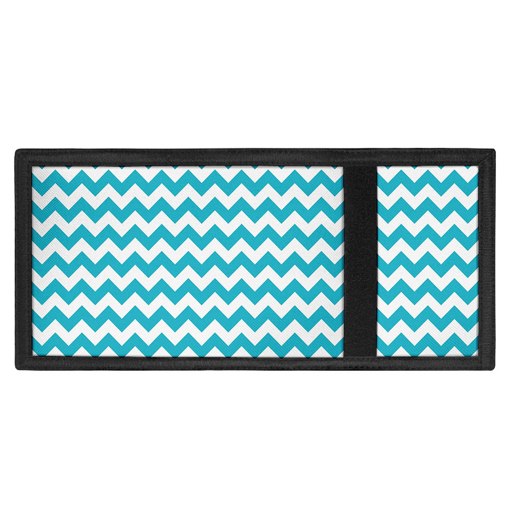 Blue And White Chevron Pattern Print Trifold Wallet