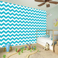 Blue And White Chevron Pattern Print Wall Sticker