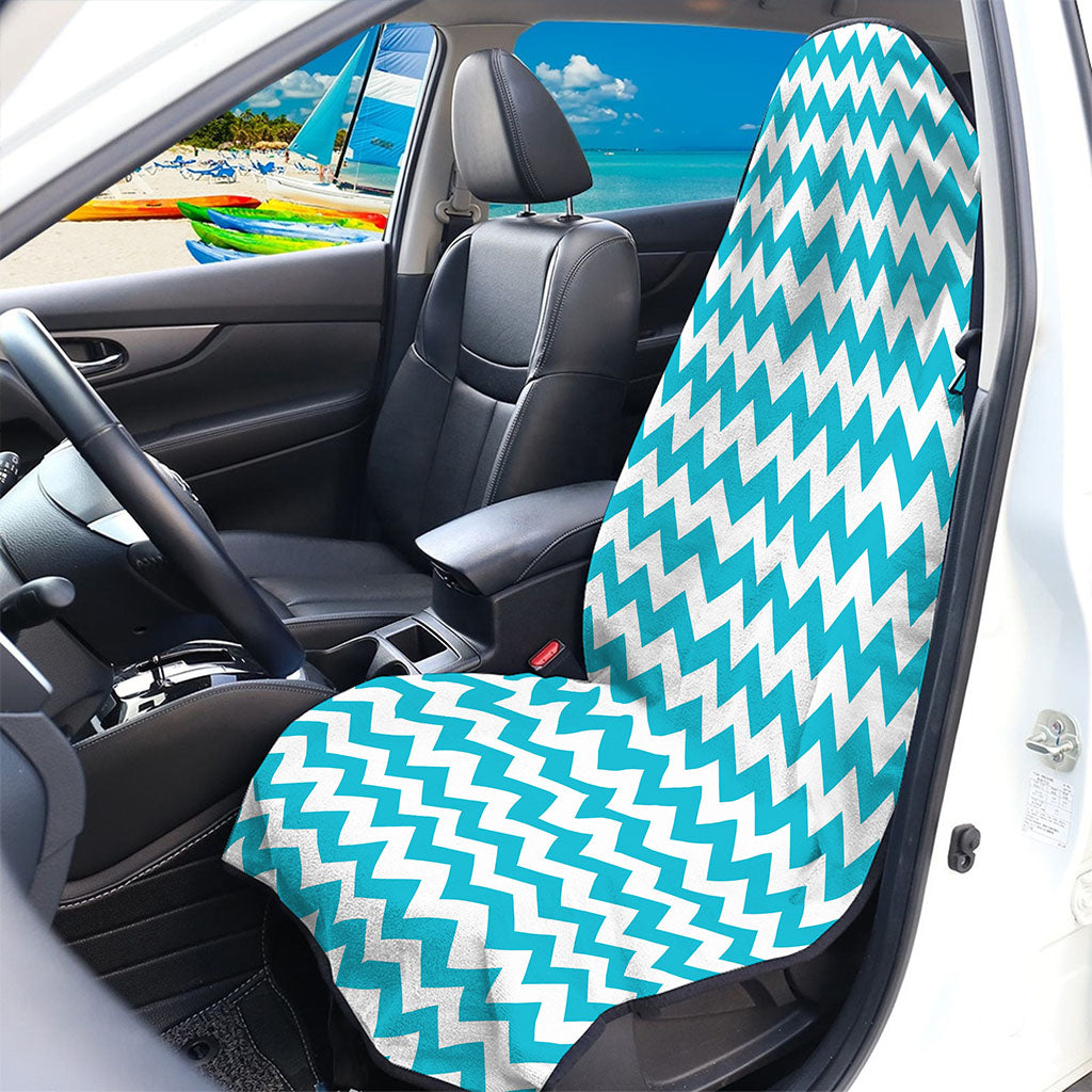 Blue And White Chevron Pattern Print Waterproof Car Seat Cover