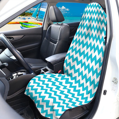 Blue And White Chevron Pattern Print Waterproof Car Seat Cover