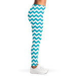 Blue And White Chevron Pattern Print Women's Leggings
