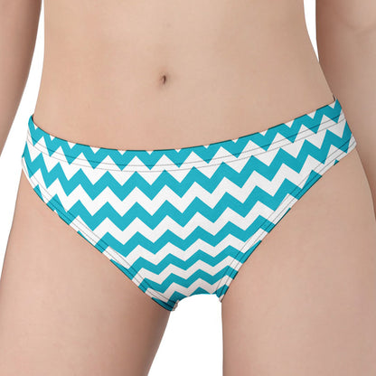 Blue And White Chevron Pattern Print Women's Panties