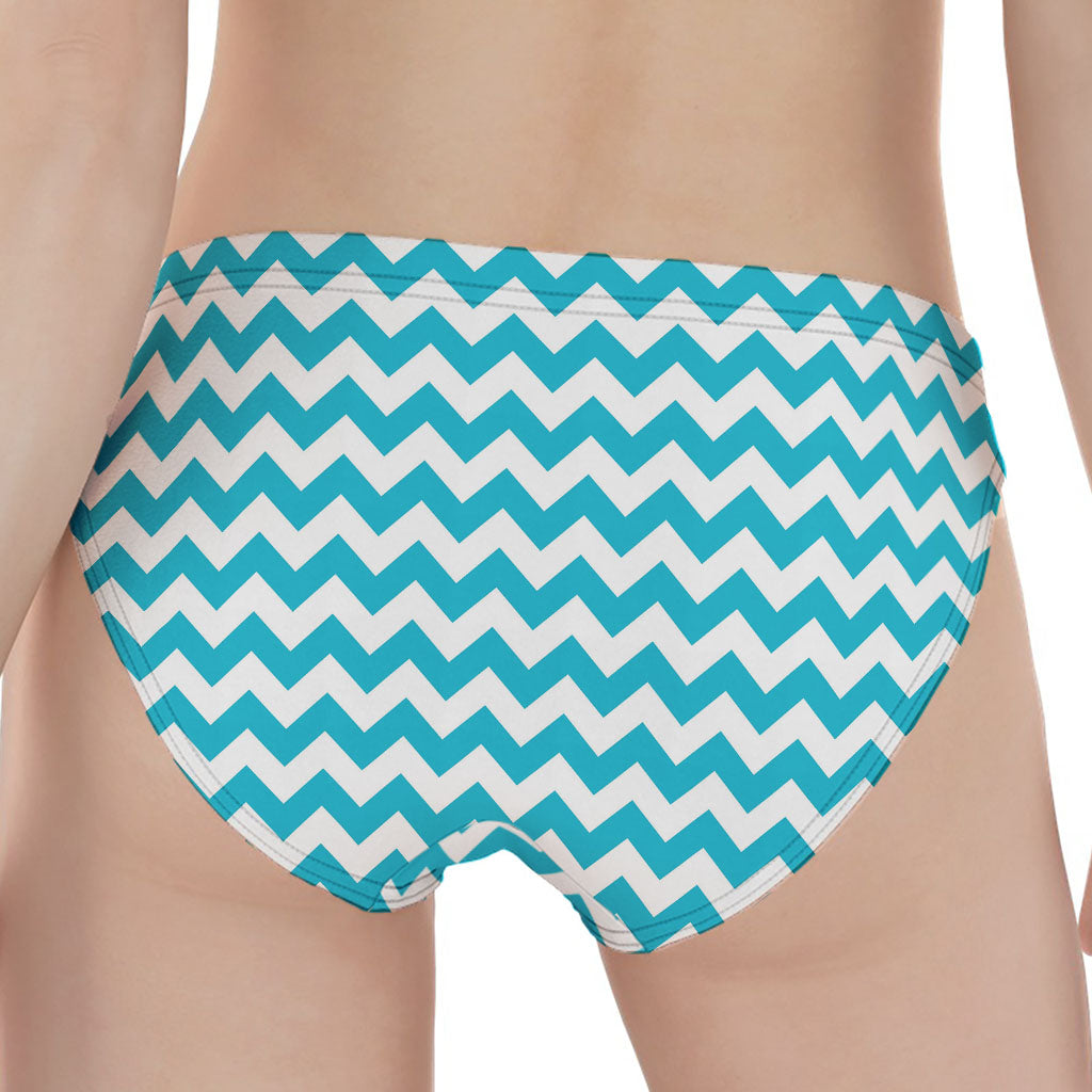 Blue And White Chevron Pattern Print Women's Panties