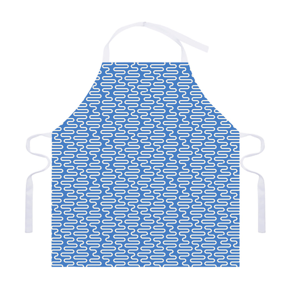 Blue And White DNA Pattern Print Adjustable Apron