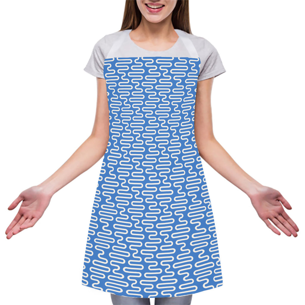 Blue And White DNA Pattern Print Adjustable Apron
