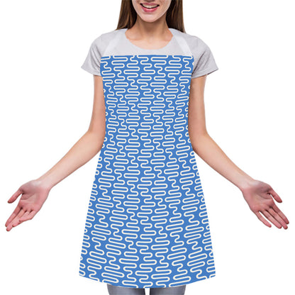 Blue And White DNA Pattern Print Adjustable Apron
