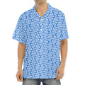 Blue And White DNA Pattern Print Aloha Shirt