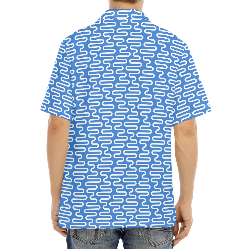 Blue And White DNA Pattern Print Aloha Shirt