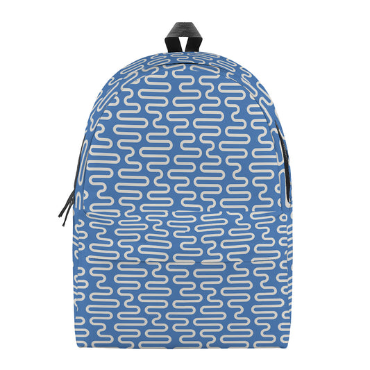 Blue And White DNA Pattern Print Backpack