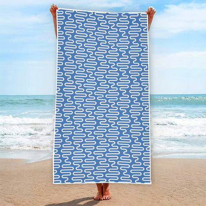 Blue And White DNA Pattern Print Beach Towel