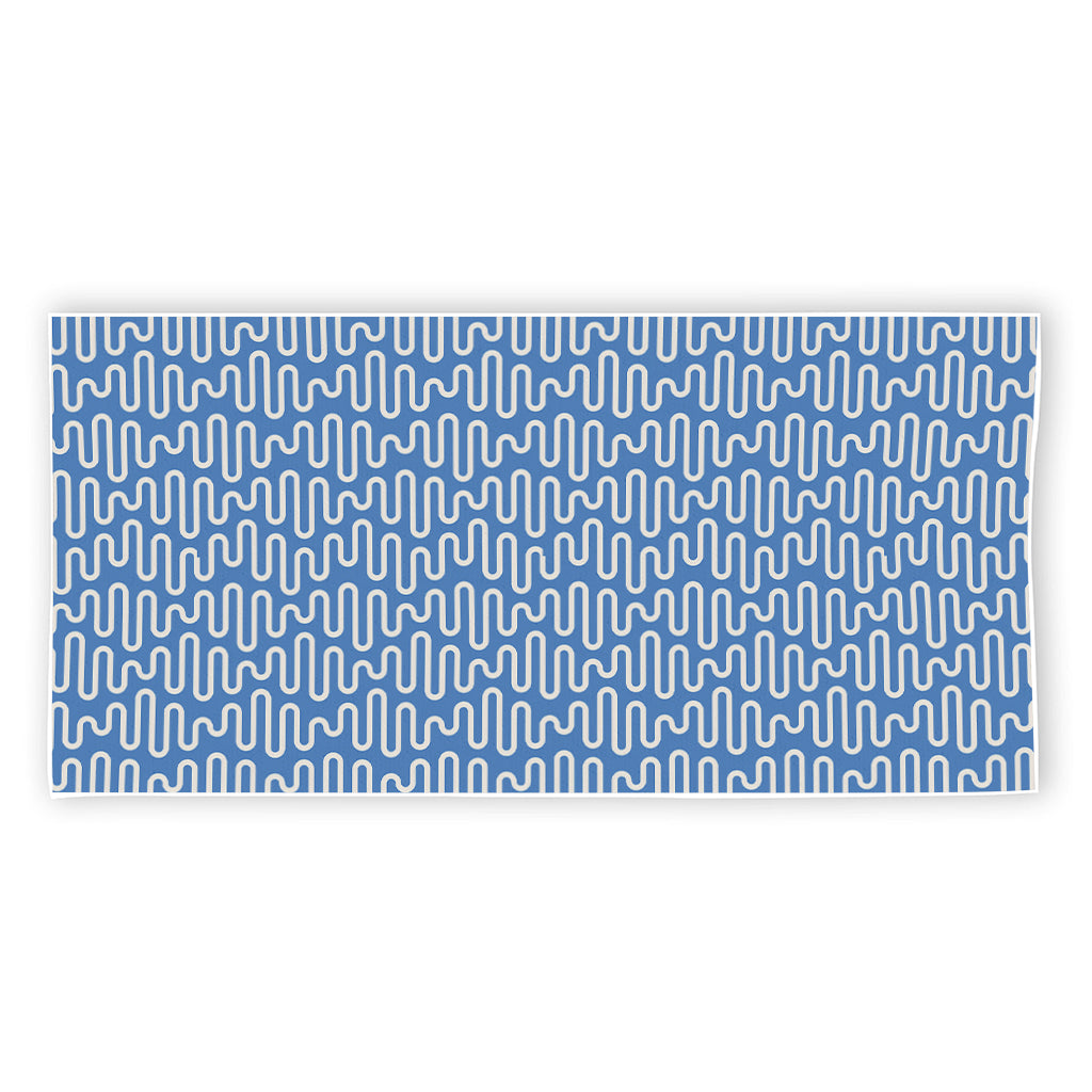 Blue And White DNA Pattern Print Beach Towel