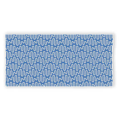 Blue And White DNA Pattern Print Beach Towel