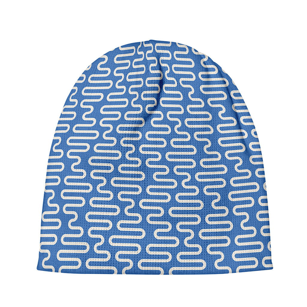 Blue And White DNA Pattern Print Beanie