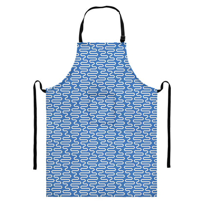 Blue And White DNA Pattern Print Bib Apron With Pocket