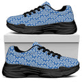 Blue And White DNA Pattern Print Black Chunky Shoes