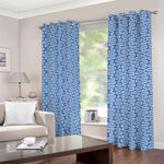 Blue And White DNA Pattern Print Blackout Grommet Curtains