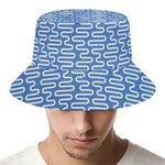 Blue And White DNA Pattern Print Bucket Hat