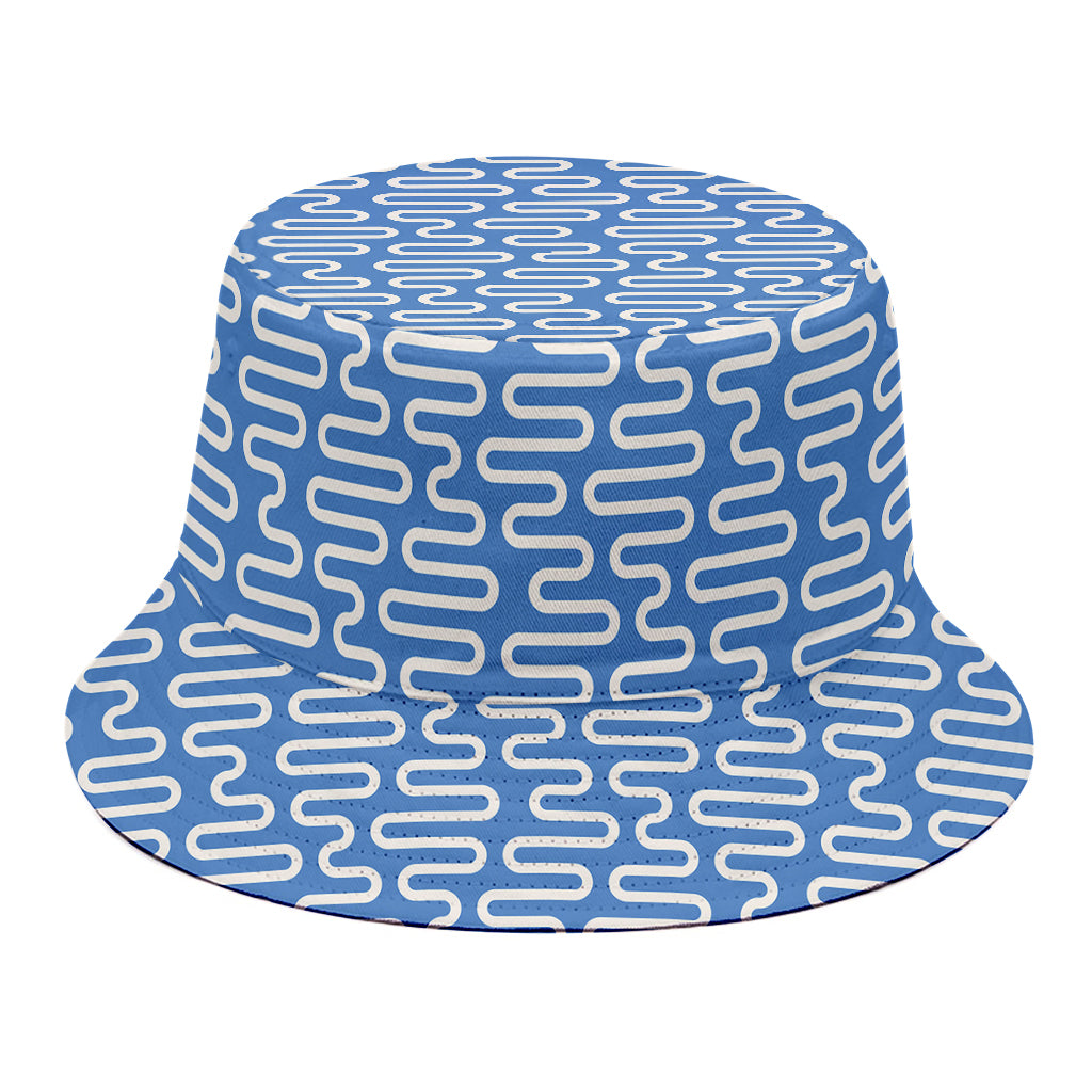 Blue And White DNA Pattern Print Bucket Hat