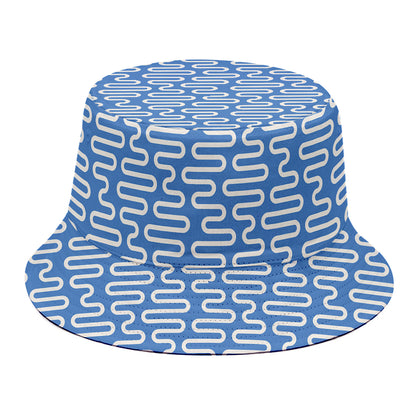 Blue And White DNA Pattern Print Bucket Hat