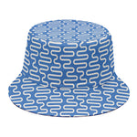 Blue And White DNA Pattern Print Bucket Hat