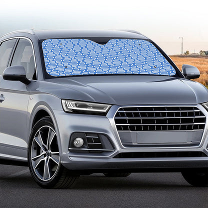 Blue And White DNA Pattern Print Car Windshield Sun Shade