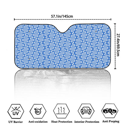 Blue And White DNA Pattern Print Car Windshield Sun Shade