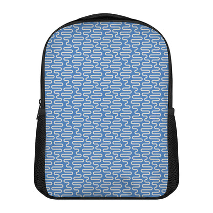 Blue And White DNA Pattern Print Casual Backpack