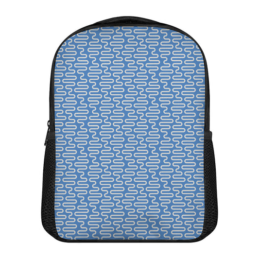 Blue And White DNA Pattern Print Casual Backpack