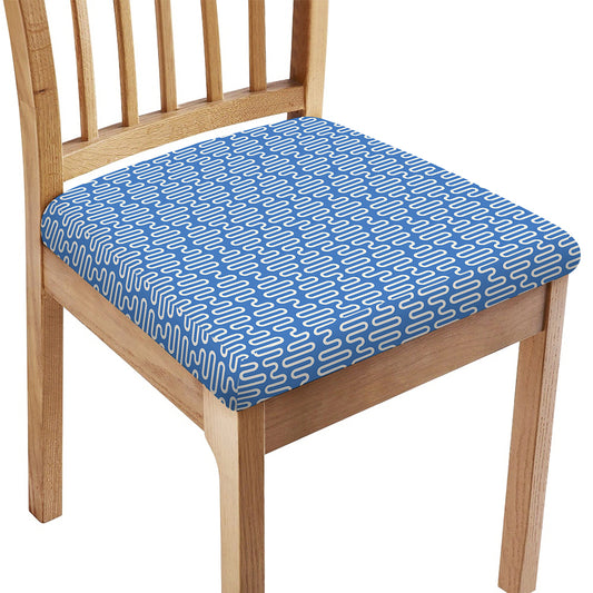Blue And White DNA Pattern Print Chair Cushion Cover