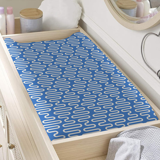 Blue And White DNA Pattern Print Changing Pad Cover