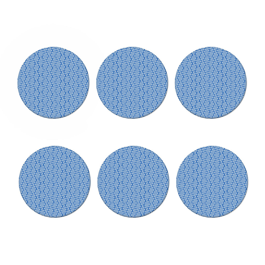 Blue And White DNA Pattern Print Coaster Set
