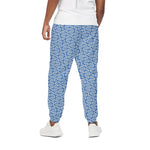 Blue And White DNA Pattern Print Cotton Pants